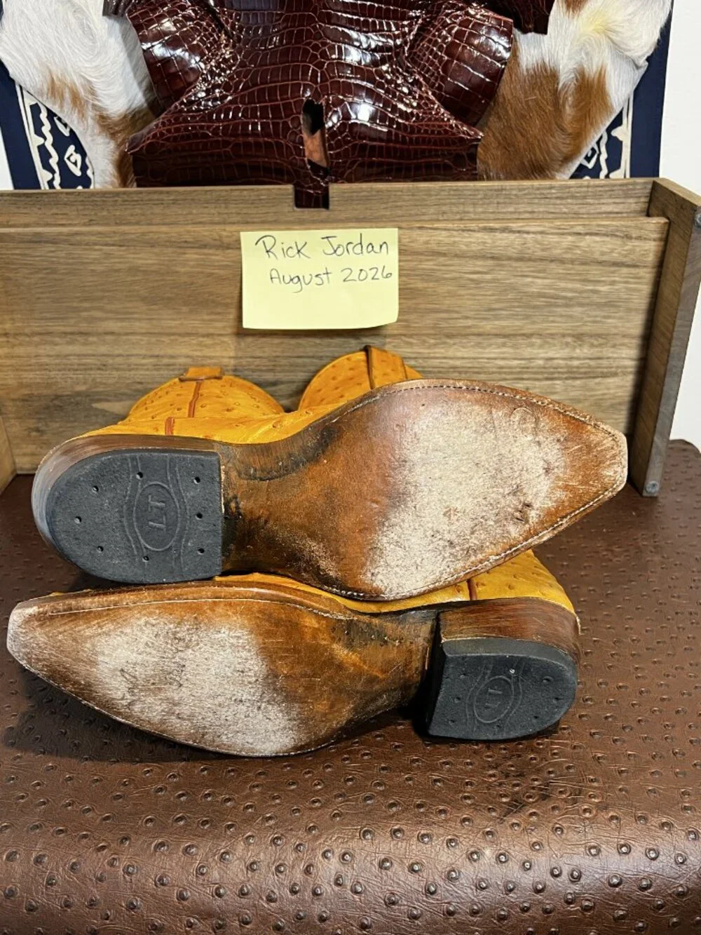 Full Custom Butter Scotch Full Quill Ostrich Cowboy Boots in Men's Size 11D